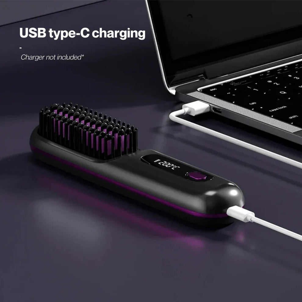 StyleEase Elektrischer LCD-Haarstyler-Kamm | Glatt, Stil und Glanz unterwegs