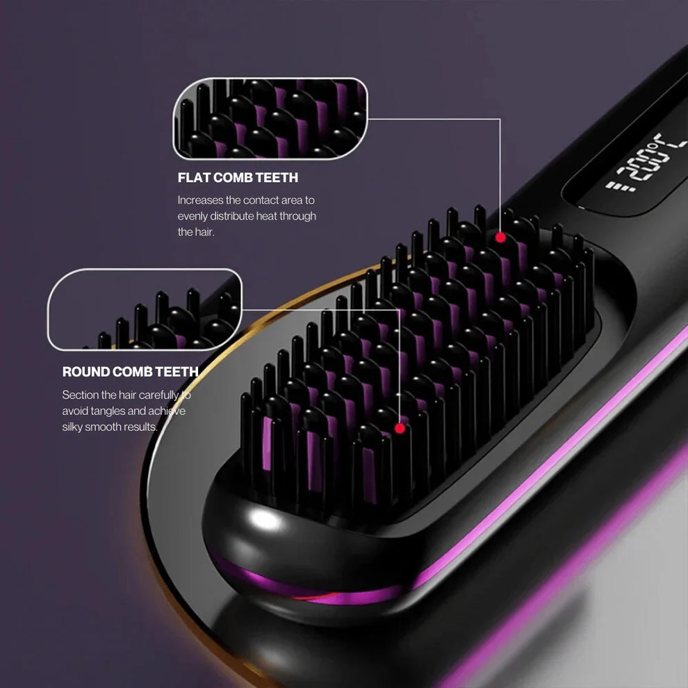 StyleEase Elektrischer LCD-Haarstyler-Kamm | Glatt, Stil und Glanz unterwegs