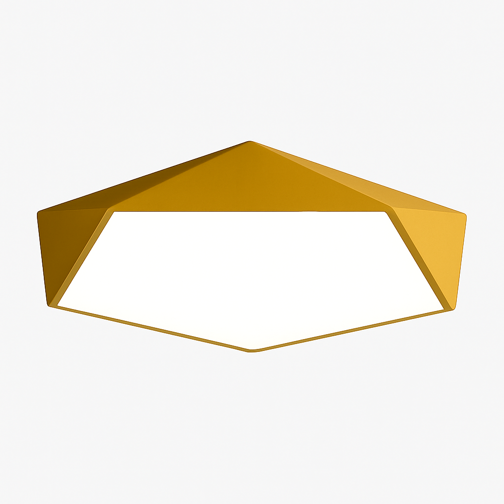 Geometrische Design-LED-Deckenleuchte in Farbe
