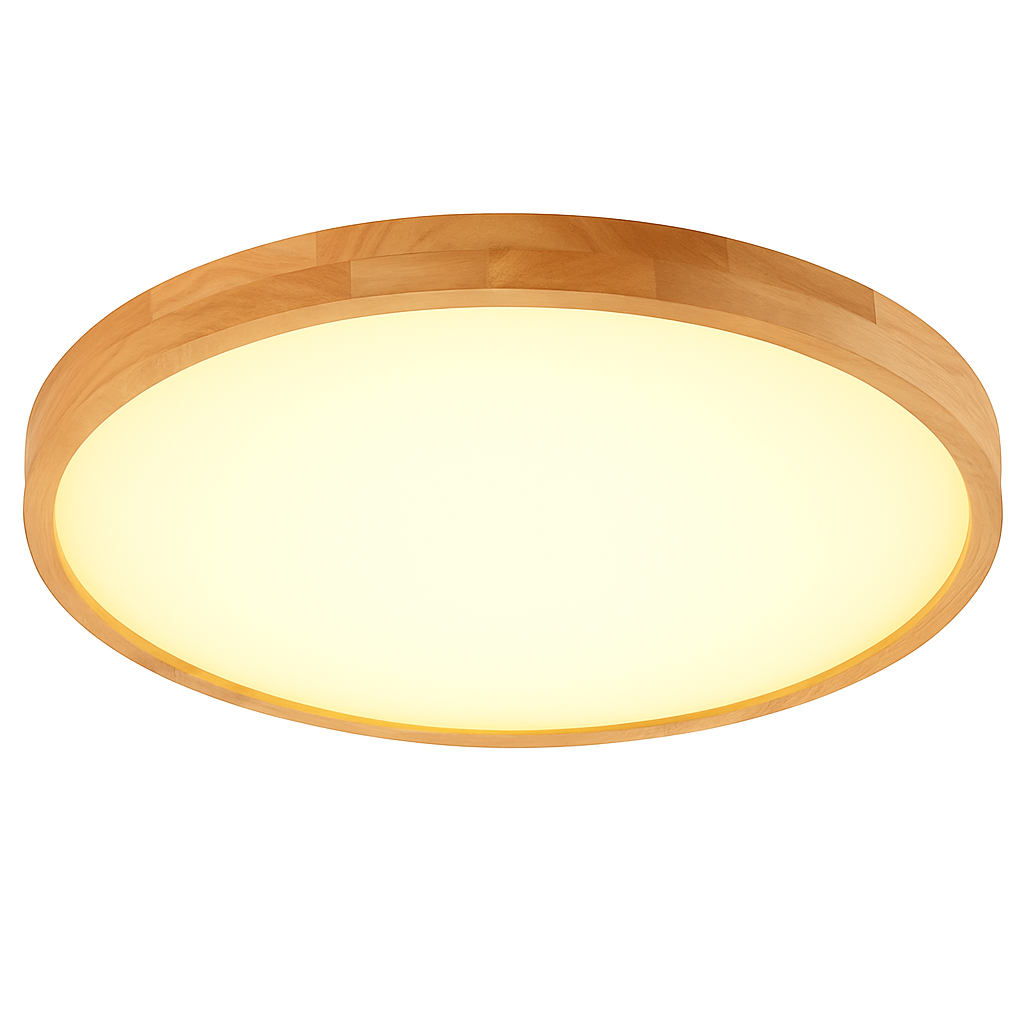 Sehr dünner LED-Holz-Deckenleuchte in runder Form