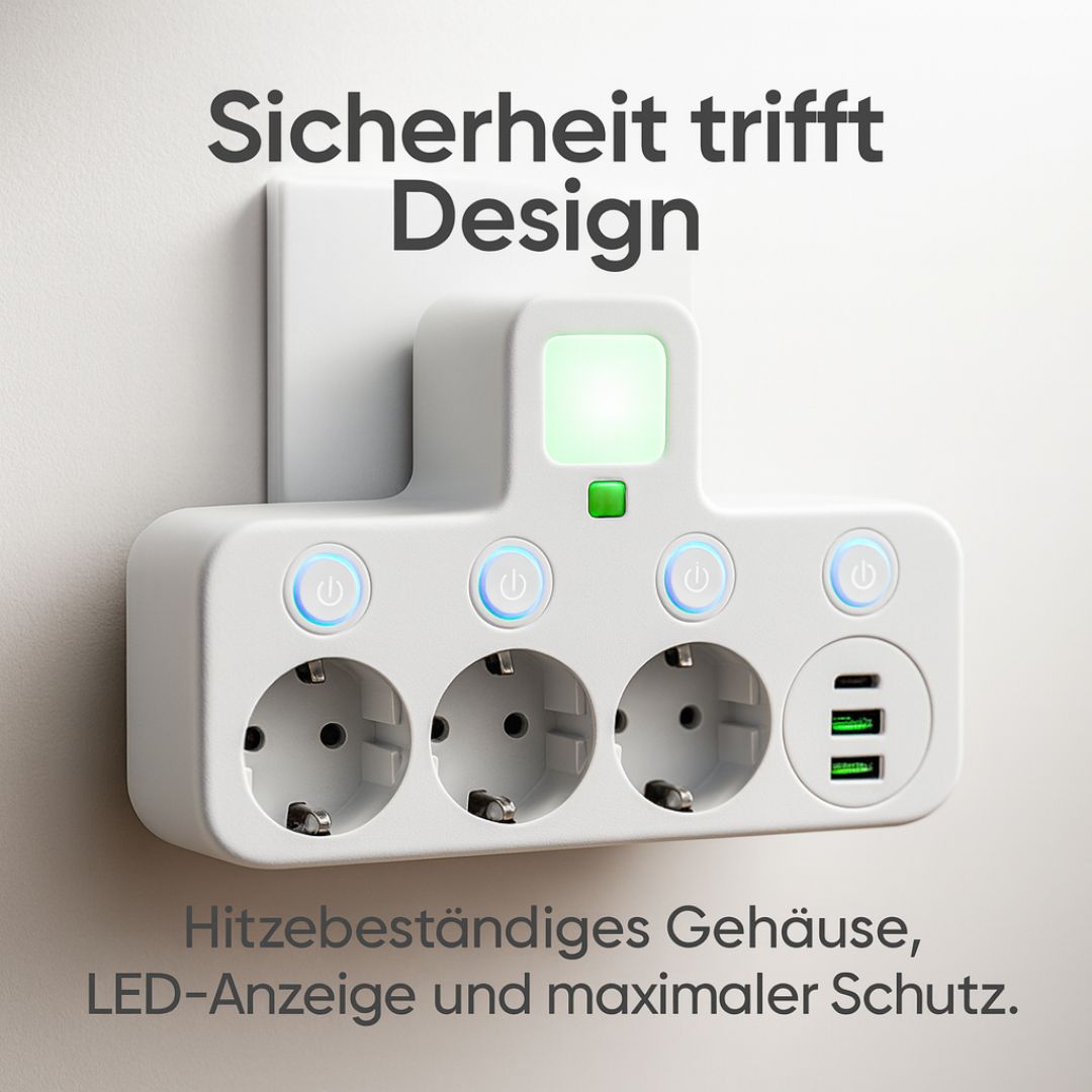 Steckdosenleiste mit 3 Steckdosen | Mehrere Steckdosenleisten mit USB & Schalter | PowerGrid