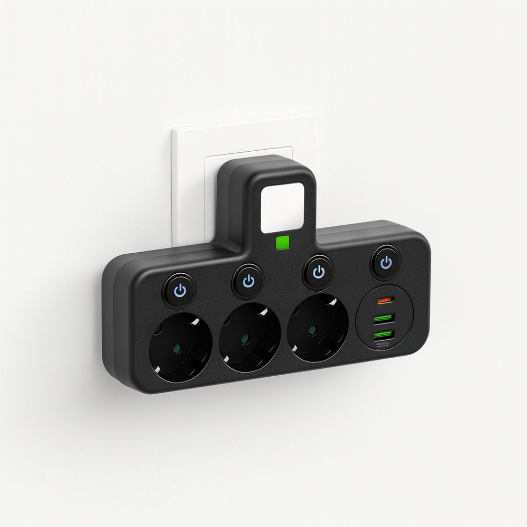 Steckdosenleiste mit 3 Steckdosen | Mehrere Steckdosenleisten mit USB & Schalter | PowerGrid