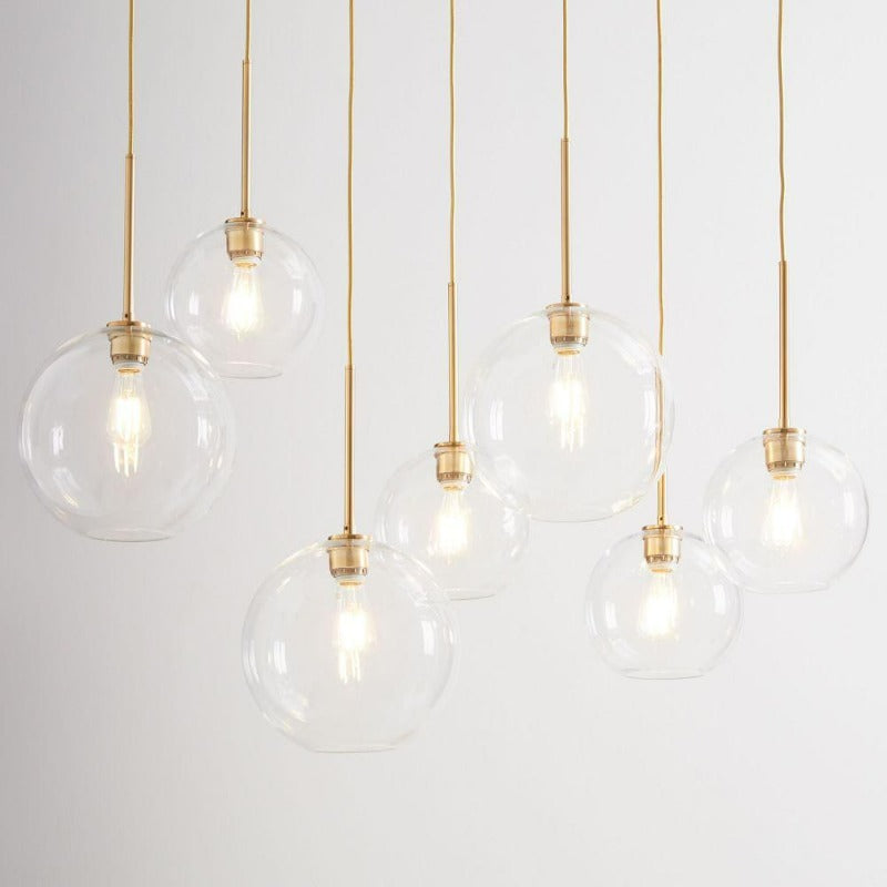 Frendorf | Glaskugel Pendelleuchte | Modernes Messing Design
