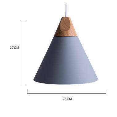 Hängelampe aus Holz und Aluminium in Kegelform