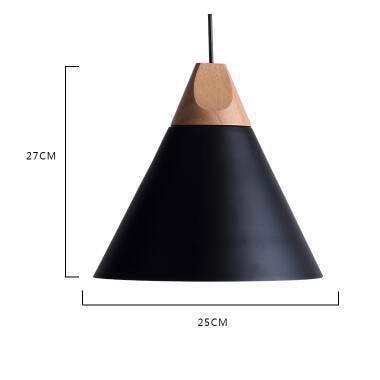 Hängelampe aus Holz und Aluminium in Kegelform