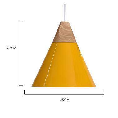 Hängelampe aus Holz und Aluminium in Kegelform