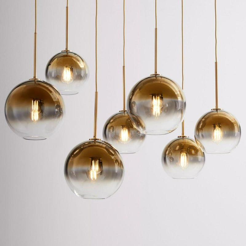 Frendorf | Glaskugel Pendelleuchte | Modernes Messing Design