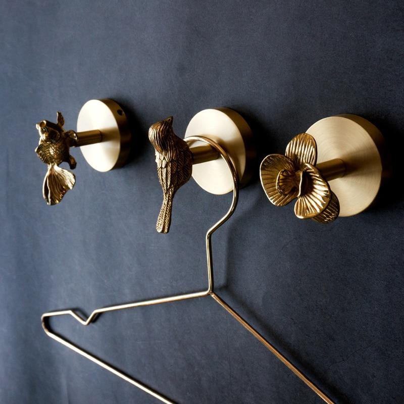 Goldene Messing Wandhaken – Handgefertigte Tierdesigns für stilvolle Wanddekoration