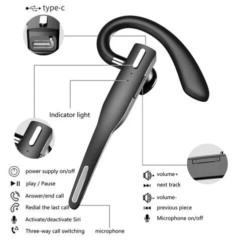 Trucker Dual Mic Wireless Bluetooth 5.1 Noise Cancelling Headset/Ohrhörer