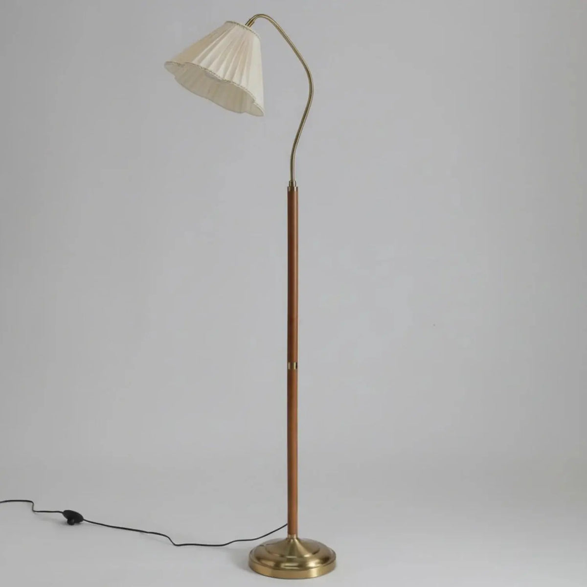 Vintage Bloem Plissé Stoff Stehlampe