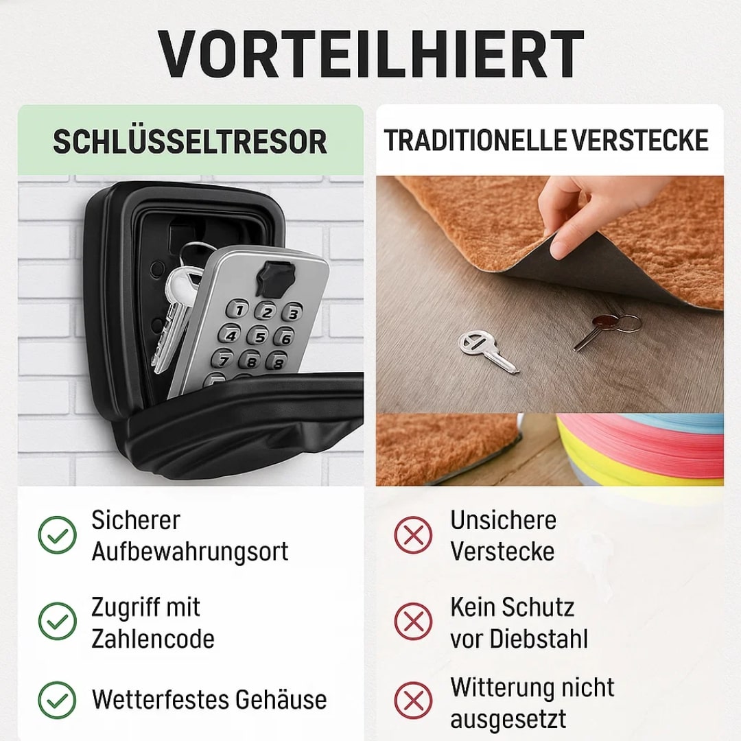 Schlüsselkasten Außen | Schlüsselsafe mit Code | SafeHaus
