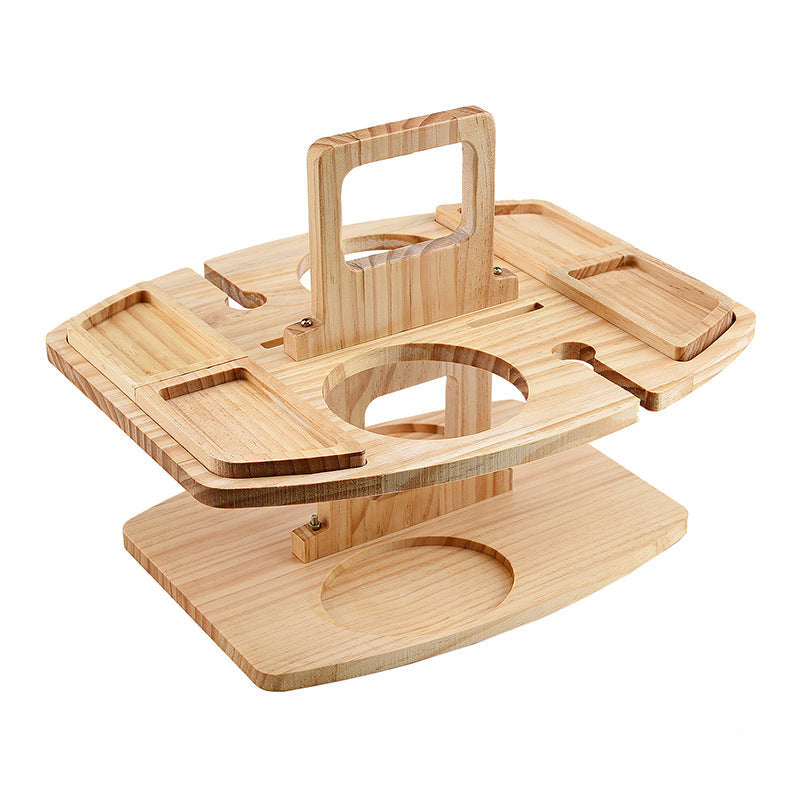 Tragbarer Holztisch für Picknickwein 36x31x26cm Großer Servierbereich