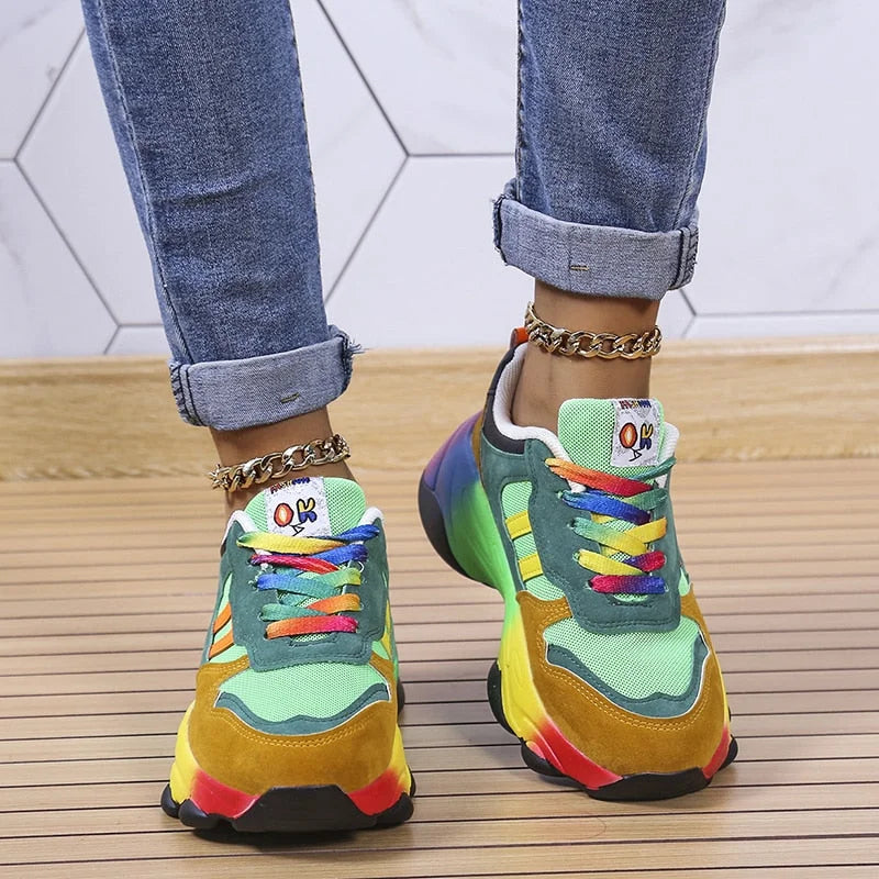 Multifarbige Orthopädische Sneakers mit Plateau für Damen – Moderner Stil und Absoluter Komfort