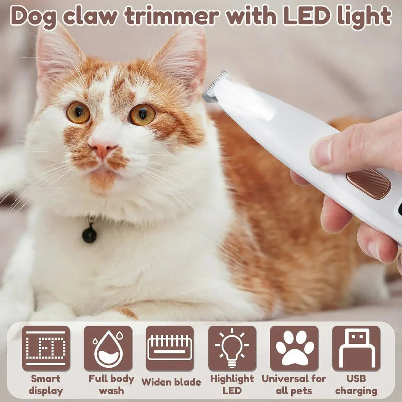 Hundefelltrimmer mit LED-Lampe | Vollständig wasserdichter Haarschneider für Haustiere