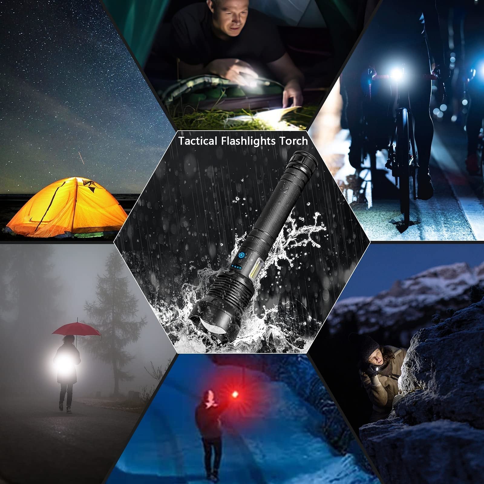 LuxeBeam Hochleistungs-Taschenlampe | Superhelle, langlebige und wiederaufladbare Taschenlampe für jede Situation