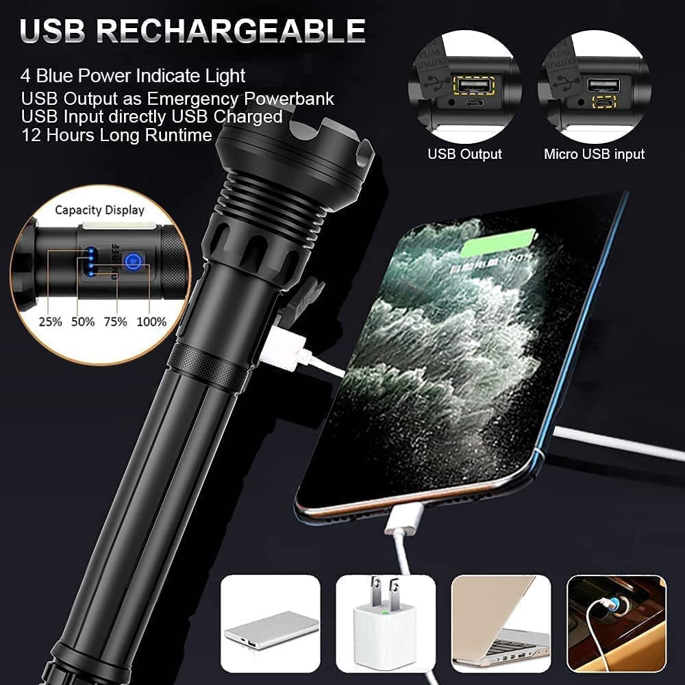 LuxeBeam Hochleistungs-Taschenlampe | Superhelle, langlebige und wiederaufladbare Taschenlampe für jede Situation