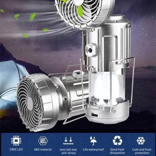 Elegante Licht | 6-in-1 LED Laterne – Tragbar - Ventilator - Wiederaufladbar