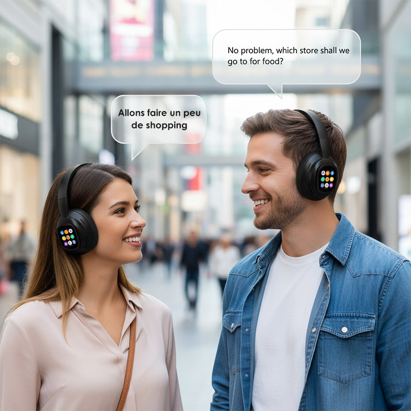 AIWave | AI Bluetooth Kopfhörer mit LCD-Display Sprachsteuerung Geräuschisolierung für Musik und Anrufe