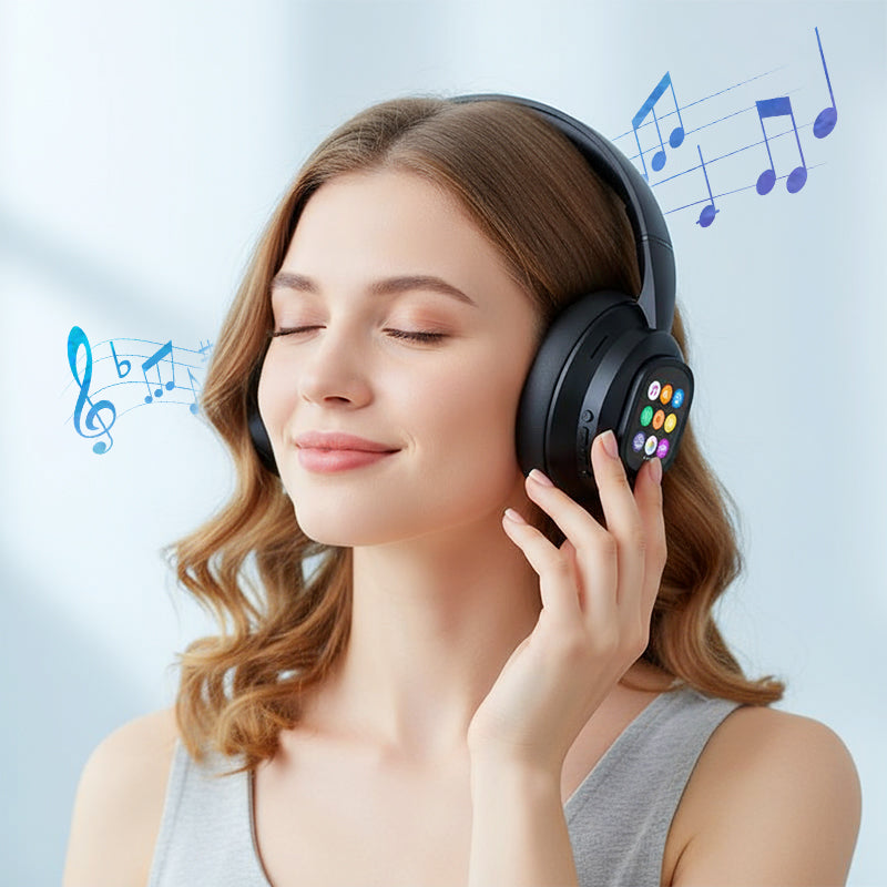 AIWave | AI Bluetooth Kopfhörer mit LCD-Display Sprachsteuerung Geräuschisolierung für Musik und Anrufe