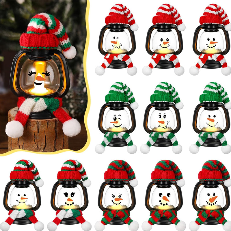 MiniFrost | Mini Schneemann Laterne Weihnachtsdekoration mit Hüten und Schals
