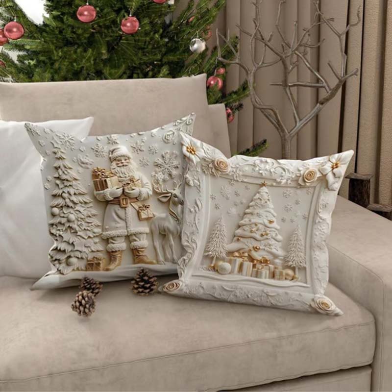 CozyKerst 4-teiliges Kissenbezug-Set – warme Festdekoration für Haus und Wohnzimmer