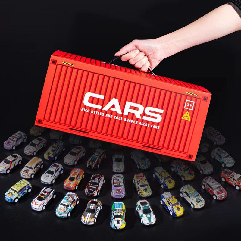 MiniGarage | 48 Mini Retro Autos mit Integrierter Garage für Kinder