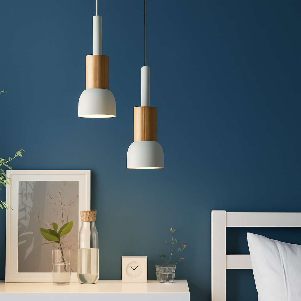Design-Hängelampe aus Holz und Metall in verschiedenen Formen Fenster