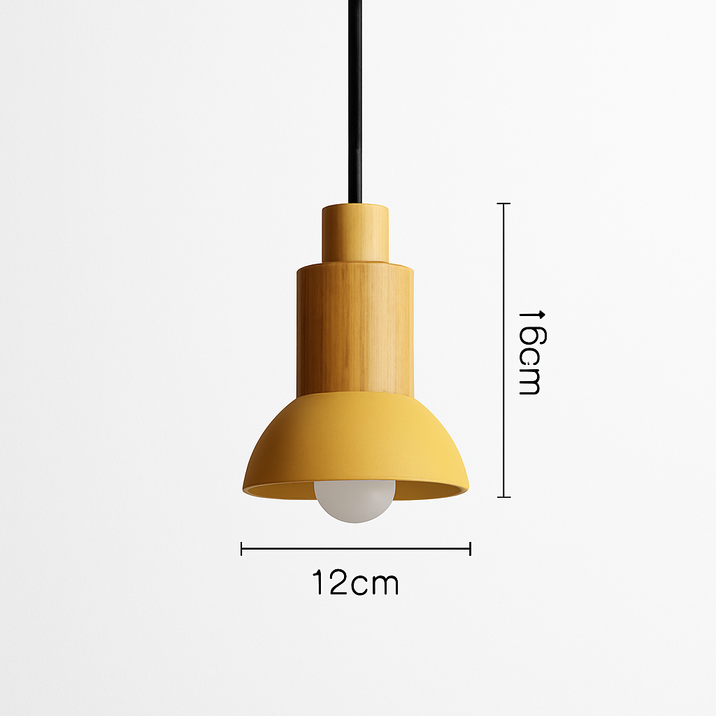 Design-Hängelampe aus Holz und Metall in verschiedenen Formen Fenster