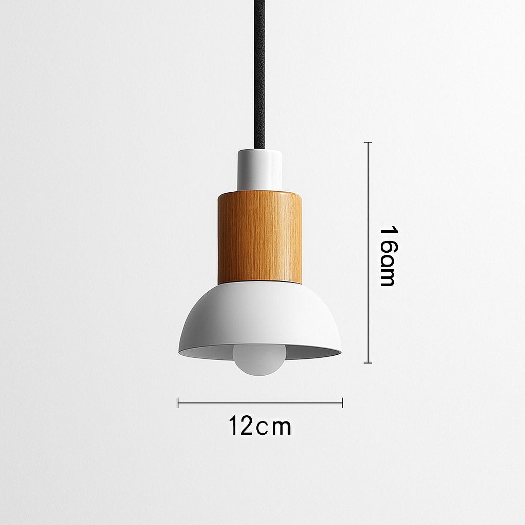 Design-Hängelampe aus Holz und Metall in verschiedenen Formen Fenster