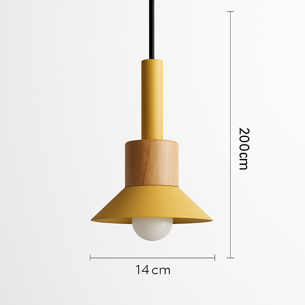 Design-Hängelampe aus Holz und Metall in verschiedenen Formen Fenster
