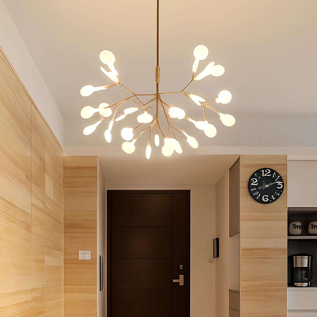 Moderne LED-Hängelampe Baum in Kupfer oder Schwarz für Zuhause