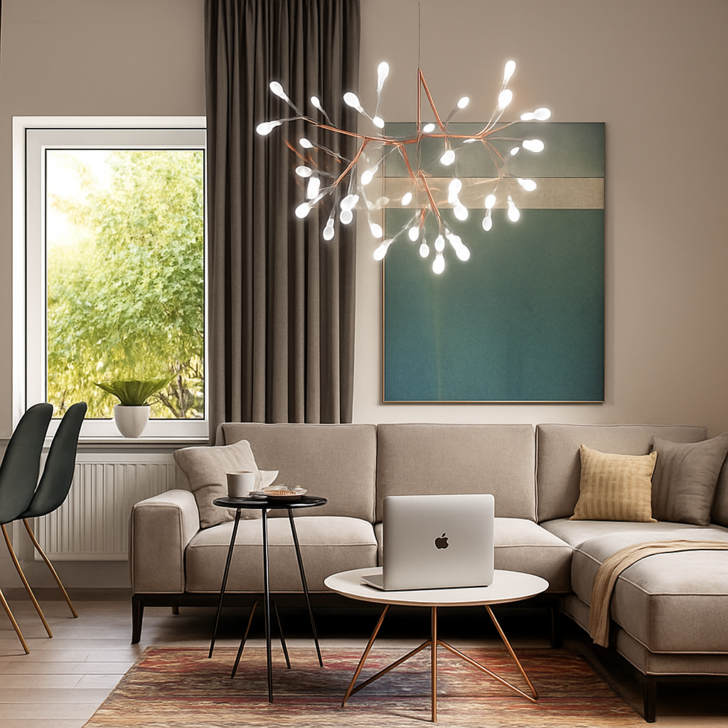 Moderne LED-Hängelampe Baum in Kupfer oder Schwarz für Zuhause