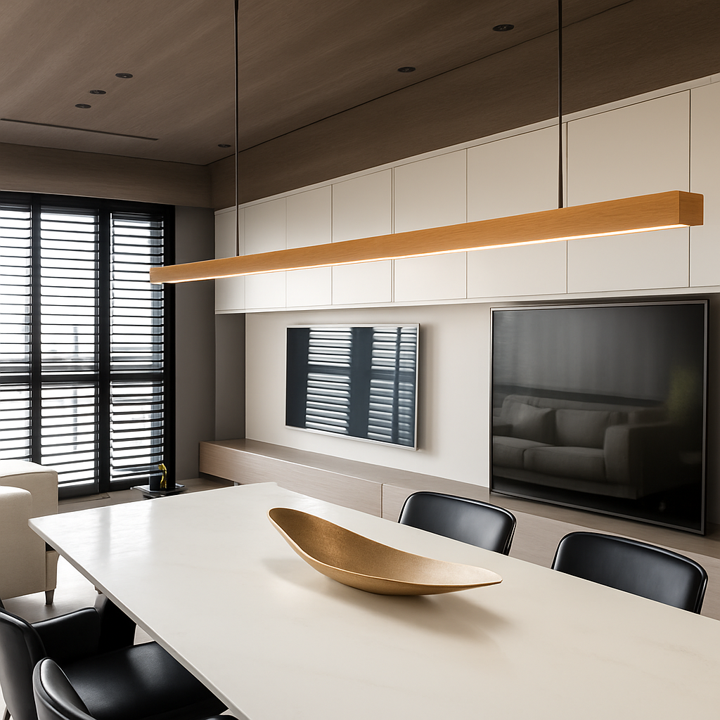 Moderne LED Holz Pendelleuchte Hang