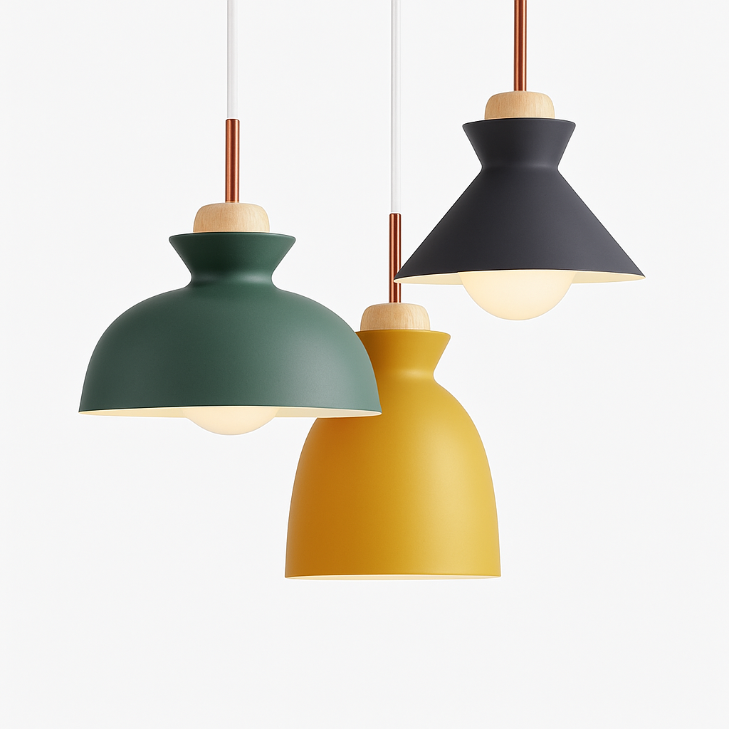 Farbige Metallpendelleuchten in verschiedenen Formen Nordic
