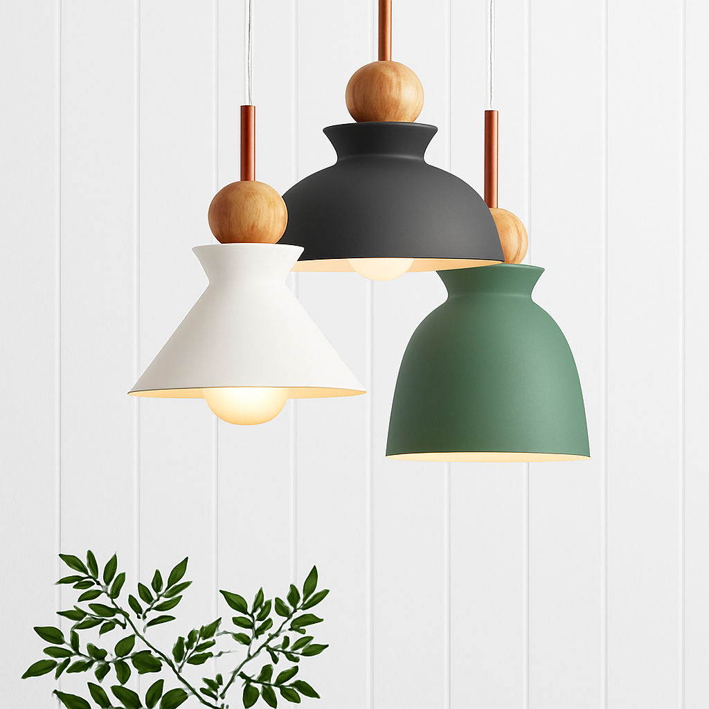 Farbige Metallpendelleuchten in verschiedenen Formen Nordic