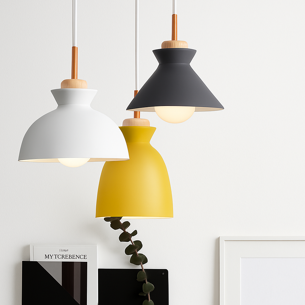 Farbige Metallpendelleuchten in verschiedenen Formen Nordic