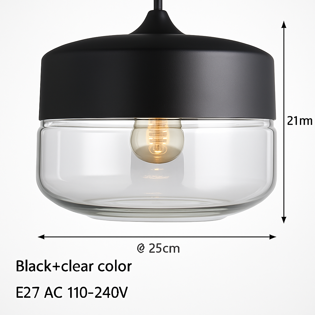 Moderne Pendelleuchte aus Glas und Metall Loft