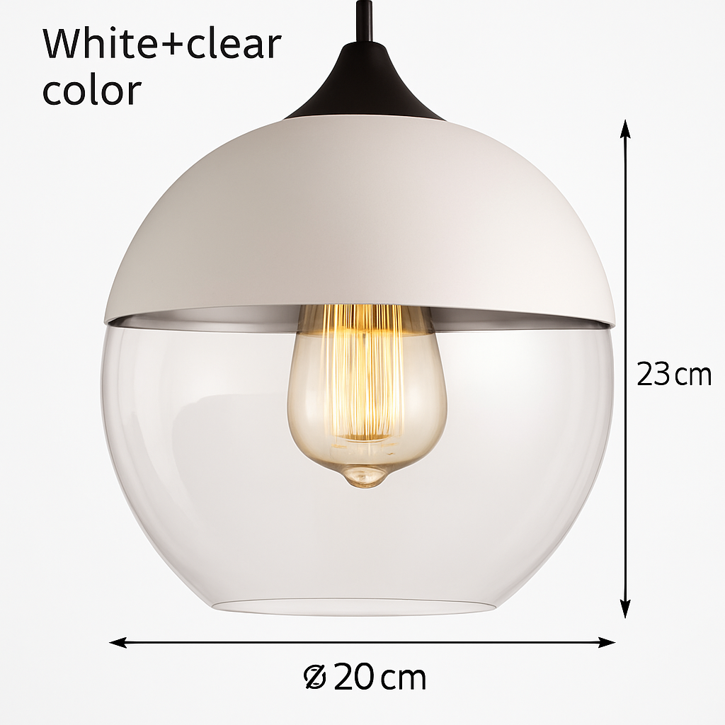 Moderne Pendelleuchte aus Glas und Metall Loft