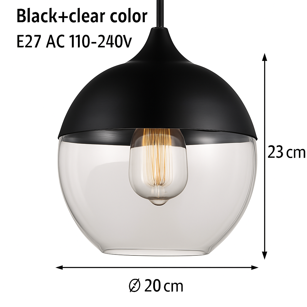Moderne Pendelleuchte aus Glas und Metall Loft