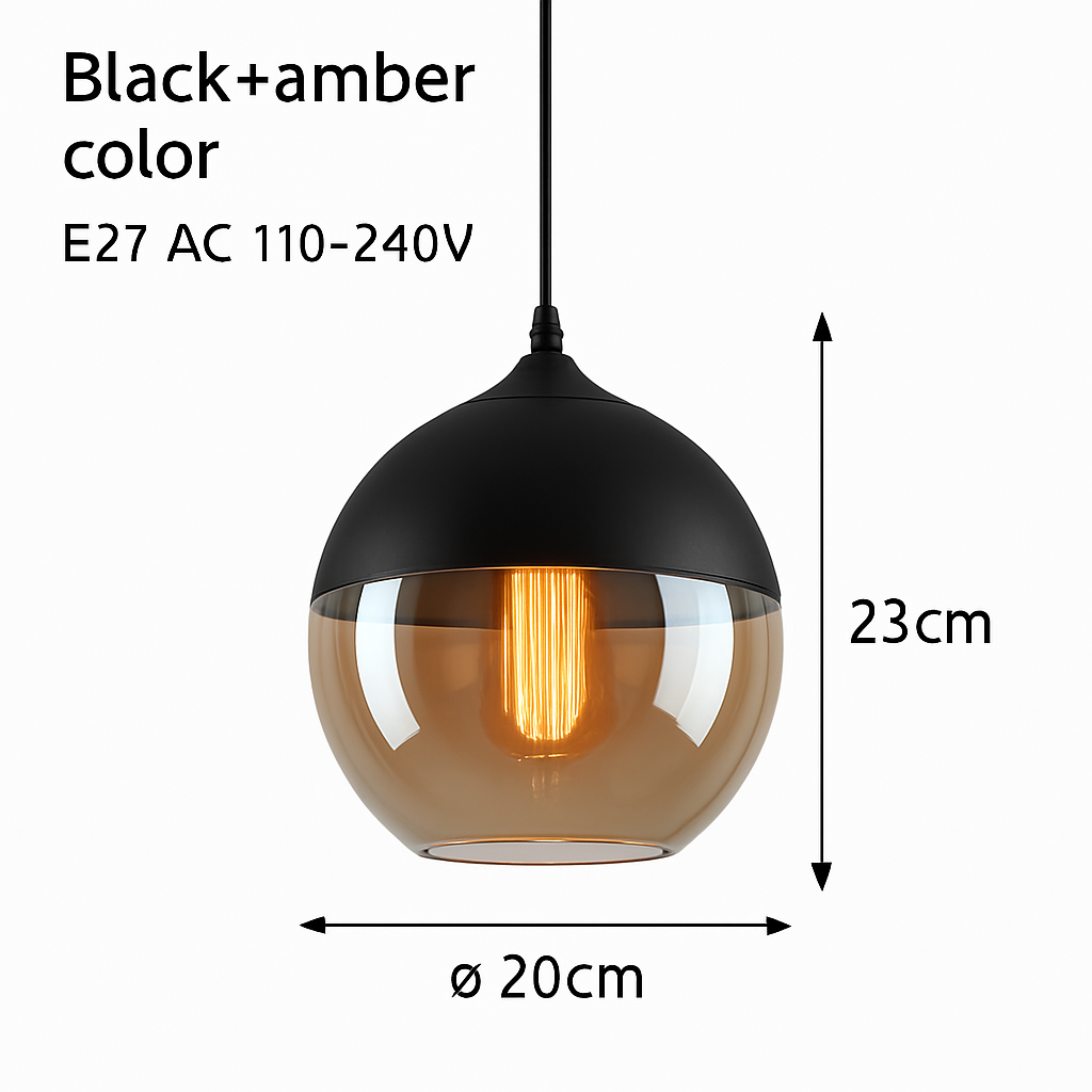 Moderne Pendelleuchte aus Glas und Metall Loft