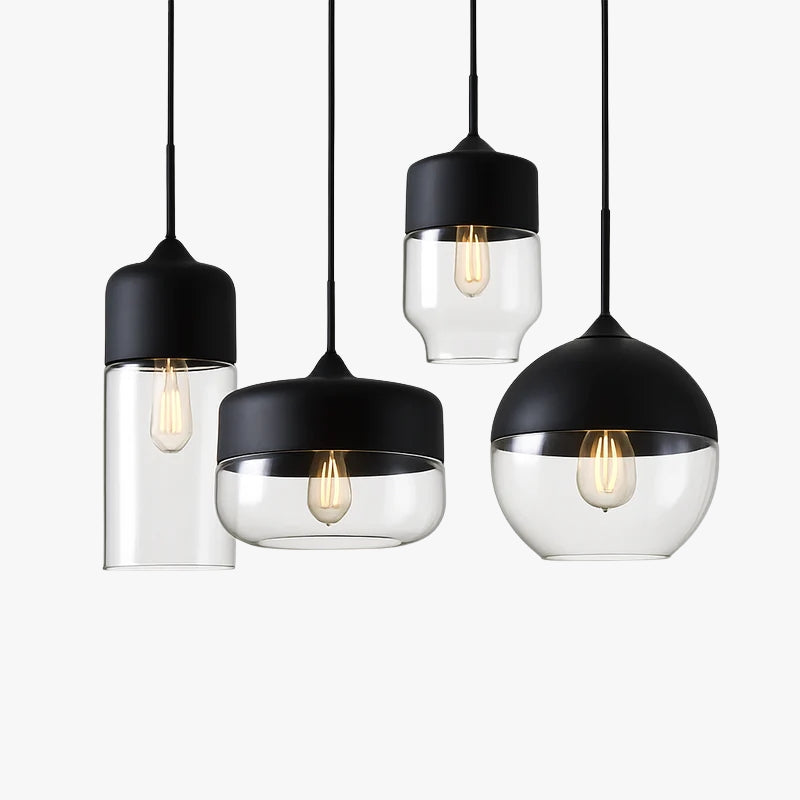 Moderne Pendelleuchte aus Glas und Metall Loft