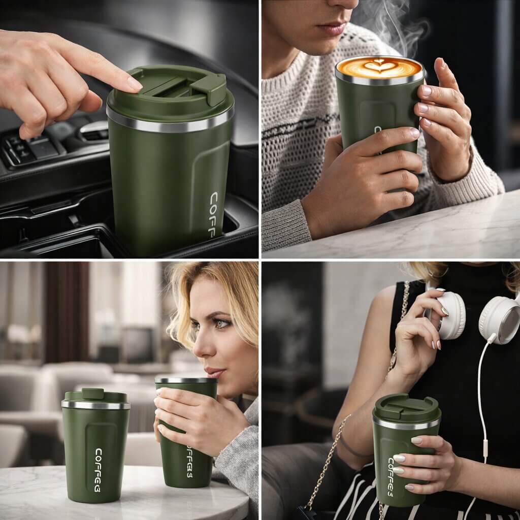 RVS Reisebecher mit intelligenter Temperaturanzeige – Thermobecher aus Edelstahl