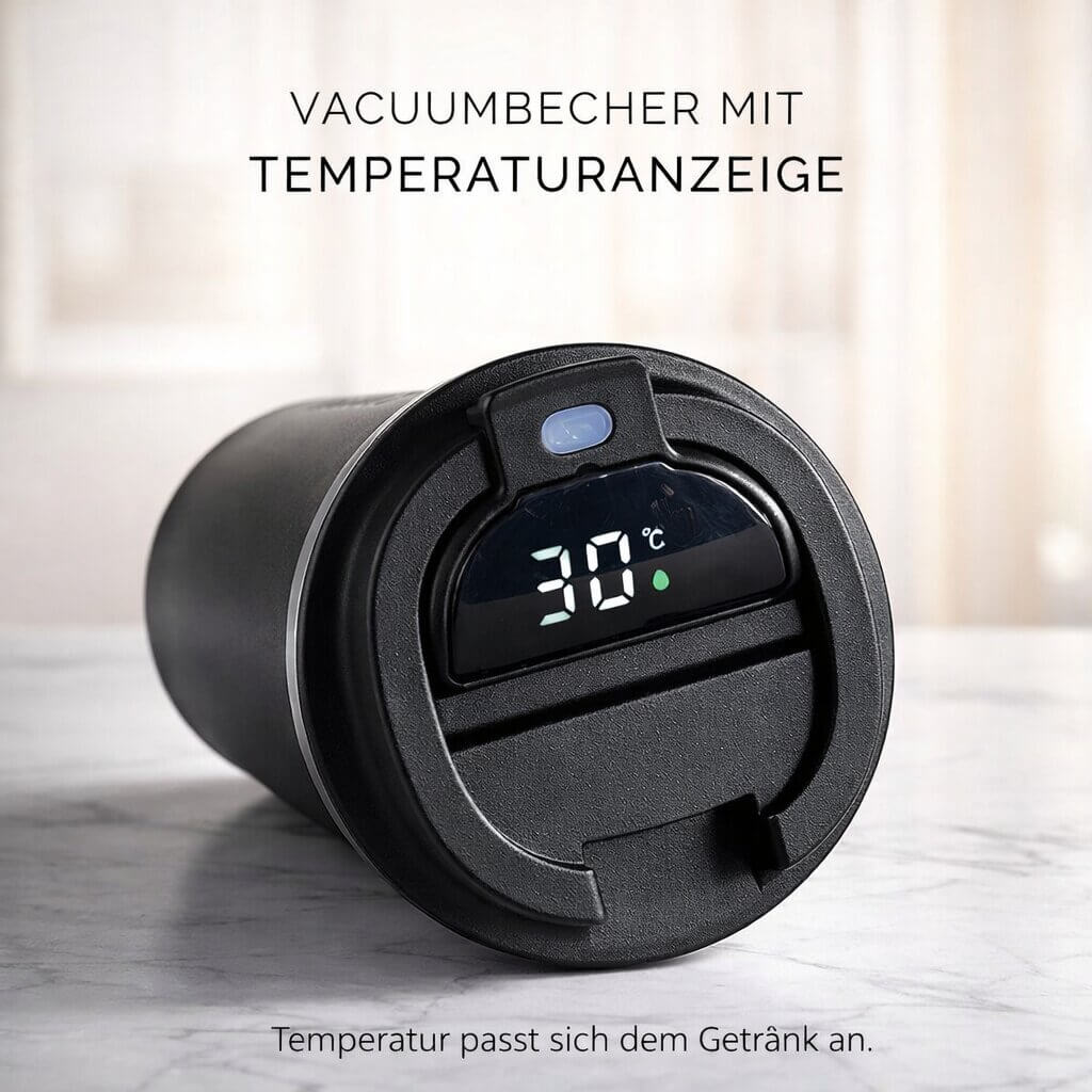 RVS Reisebecher mit intelligenter Temperaturanzeige – Thermobecher aus Edelstahl