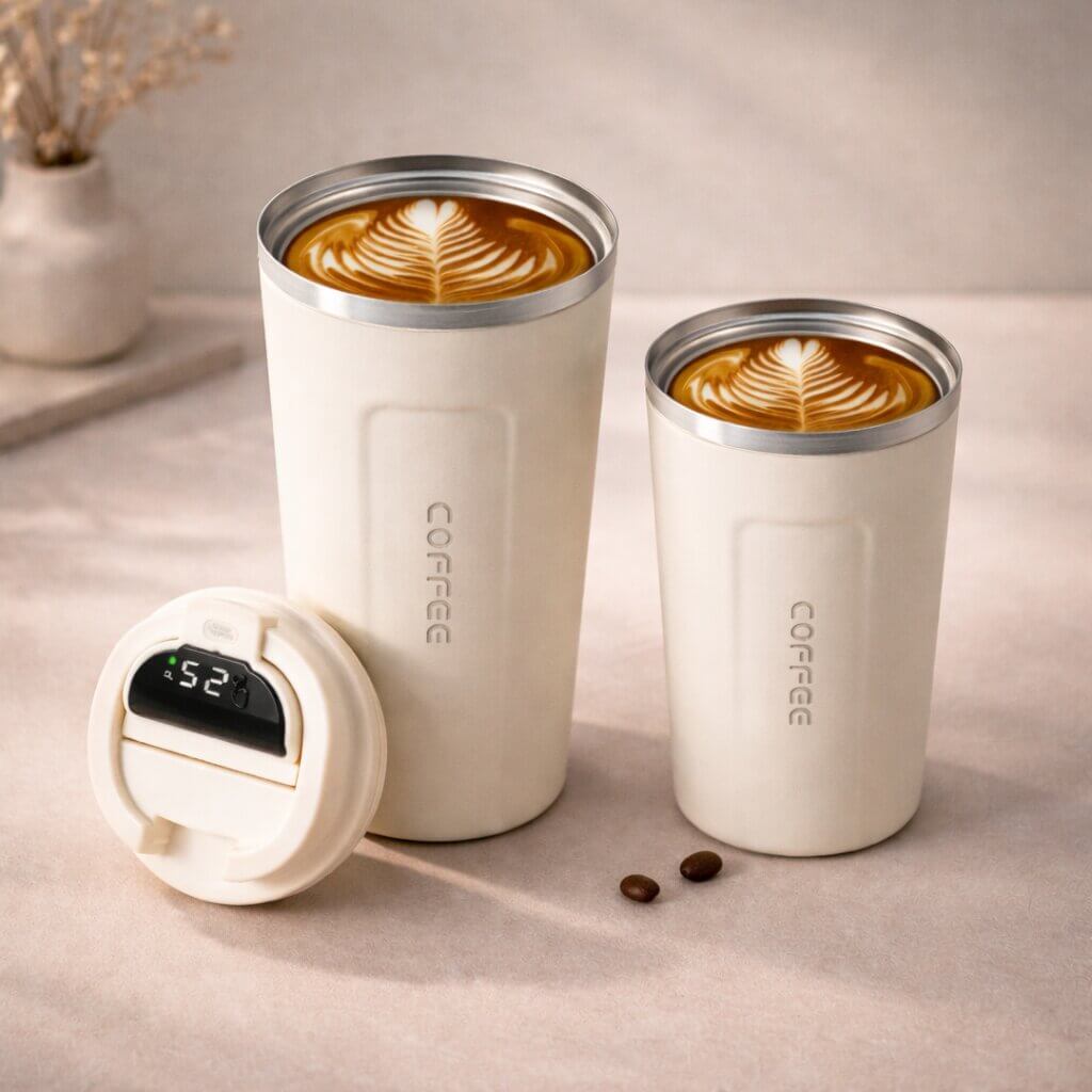 RVS Reisebecher mit intelligenter Temperaturanzeige – Thermobecher aus Edelstahl
