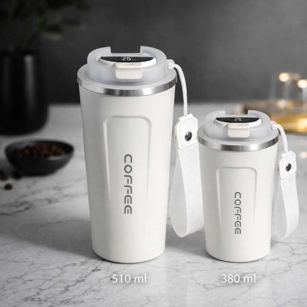 RVS Reisebecher mit intelligenter Temperaturanzeige – Thermobecher aus Edelstahl