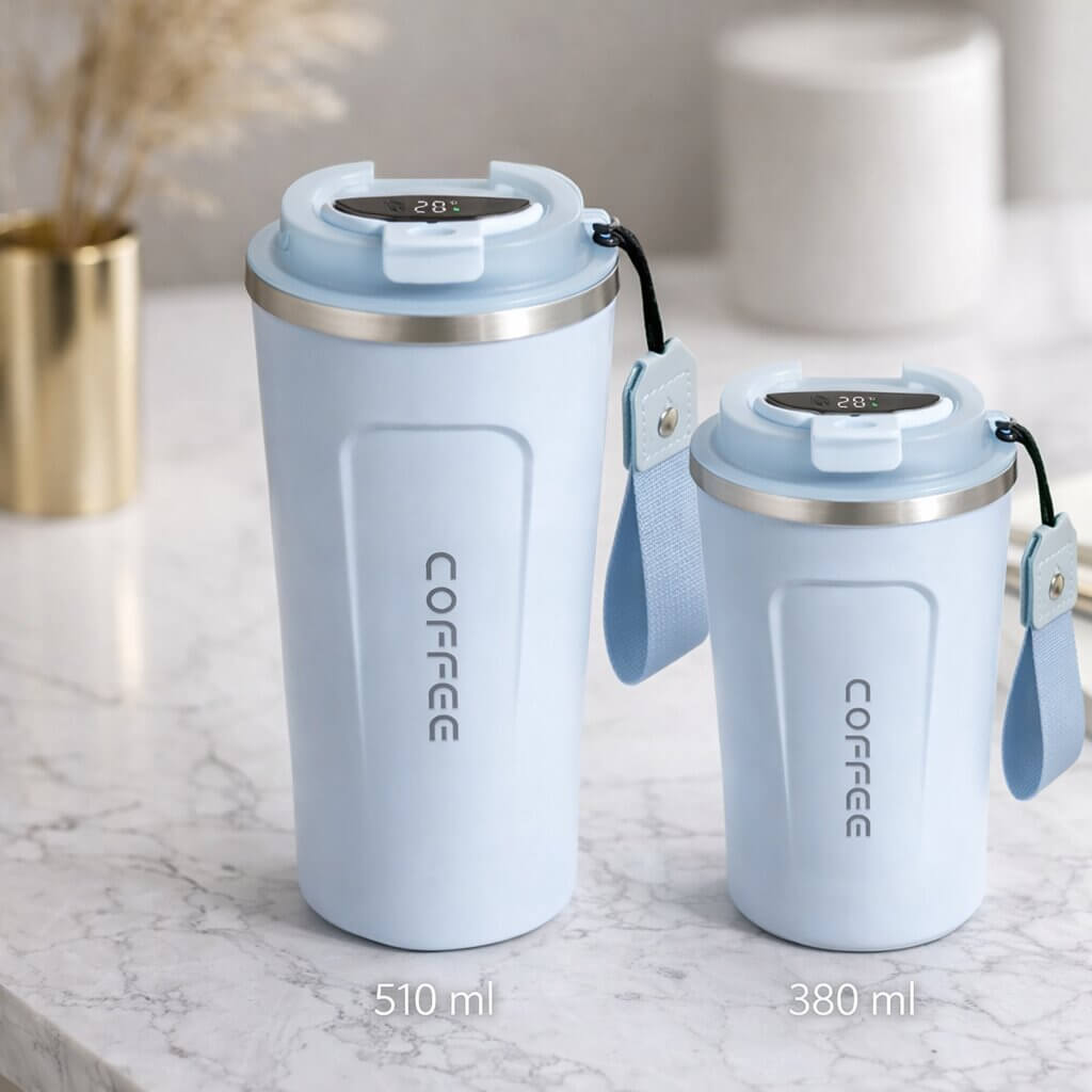 RVS Reisebecher mit intelligenter Temperaturanzeige – Thermobecher aus Edelstahl