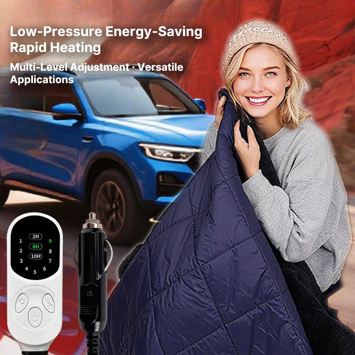 Tragbare 12V Heizdecke für Autofahrten mit USB-Anschluss