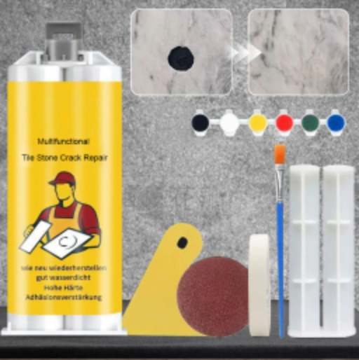 LuxuraFix Fliesen- und Steinbruchreparaturset | Hochwertiges Set für mühelose Reparatur von Fliesen und Steinbrüchen