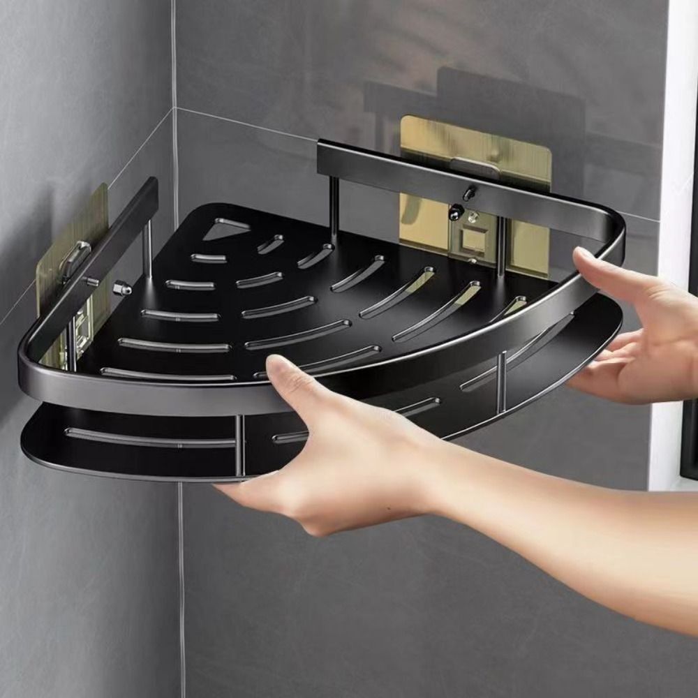 HoekHouder Aluminium Wandregal – Platzsparender Badezimmer Organizer Ohne Bohren