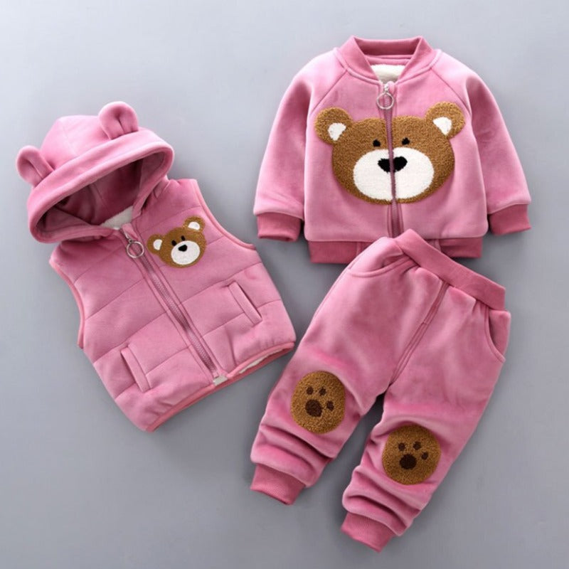 TeddyKids WinterSet CosyBear – 3-teiliges warmes Kinderoutfit mit Kapuze und Ohren